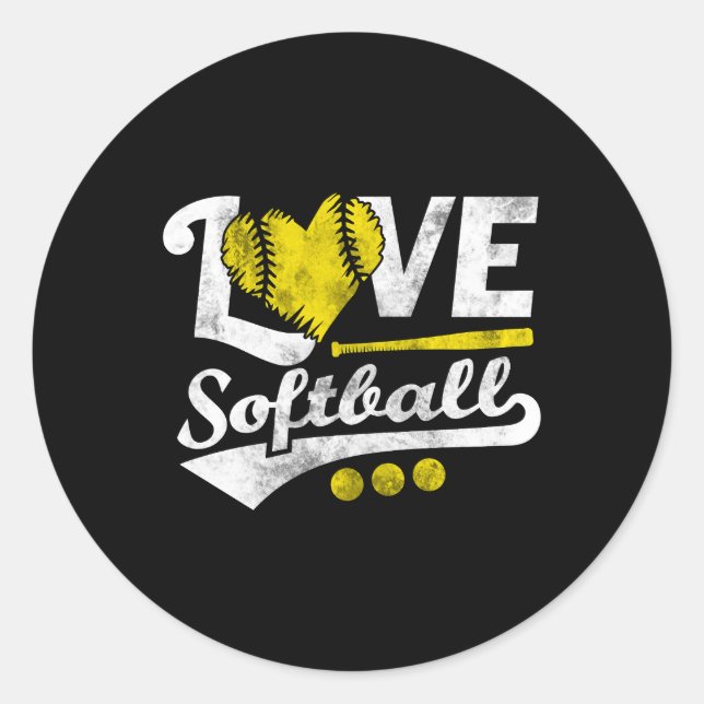 Love Softball For N And Softball Classic Round Sticker (Front)