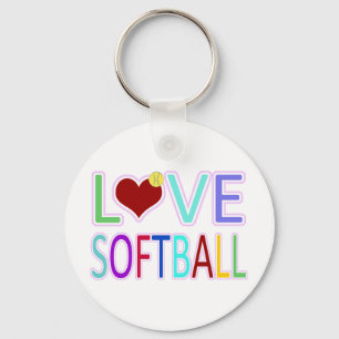 LOVE SOFTBALL KEYCHAIN
