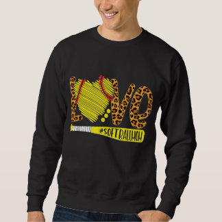 Love Softball Mom Leopard Print Baseball Lover Mot Sweatshirt