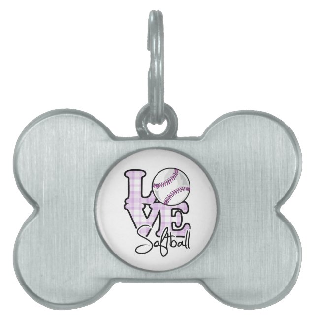 Love Softball Pet Name Tag (Front)