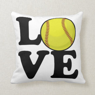 Love Softball Throw Pillow