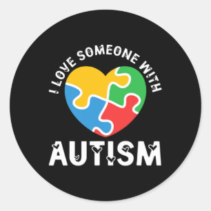 Love Someone With Autism Heart Puzzle Autistic Classic Round Sticker