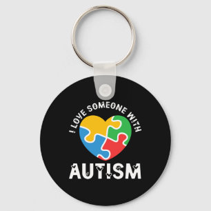 Love Someone With Autism Heart Puzzle Autistic  Keychain