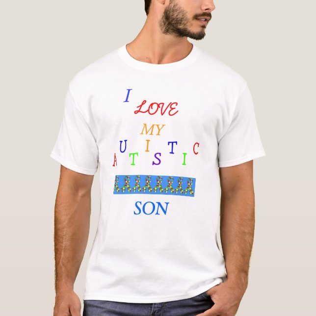 Love~Son autiste du papa ! T-shirt d'adulte de ~ (Devant)