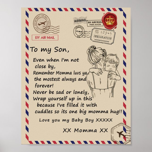 Love Son | Letter To My Daughter Love You Baby Boy Poster (Front)