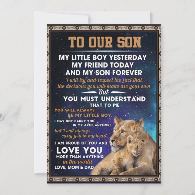 Love Son | To Our Son I Proud Of You And Love You Holiday Card (Front)