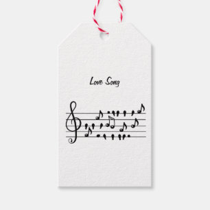 Love Song Bird Notes Black White Art Gift Tags
