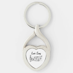 Love Song Bird Notes Black White Art Keychain