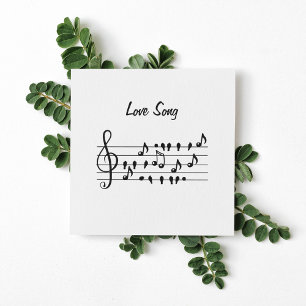 Love song, birds in between notes, customizable thank you card