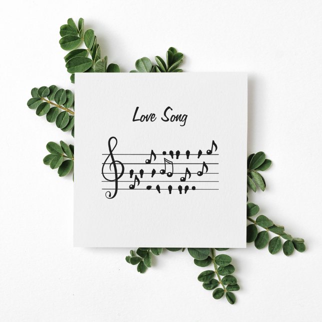 Love song, birds in between notes, customizable thank you card (Creator Uploaded)