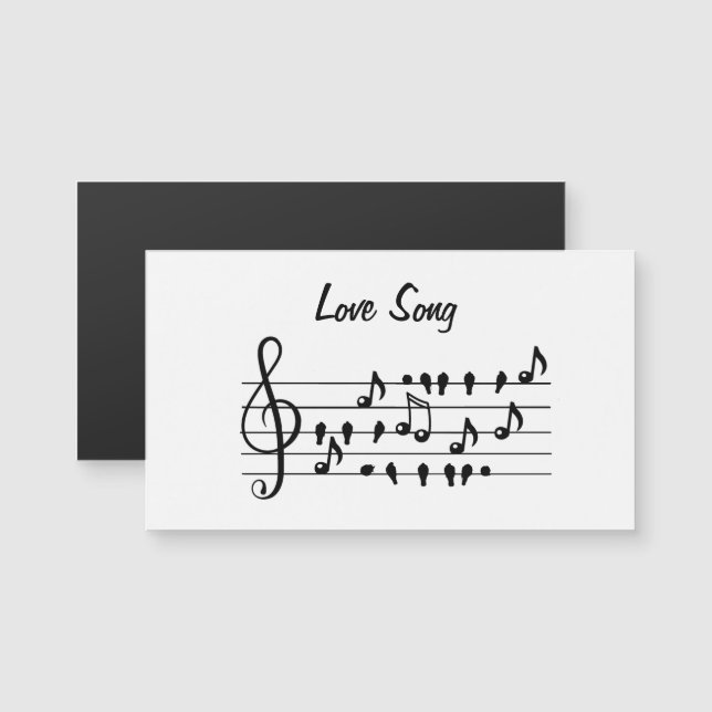 Love song, birds sitting in between musical notes  (Front/Back)