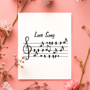 Love song, birds sitting in between musical notes 