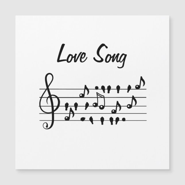 Love song, birds sitting in between musical notes (Front)