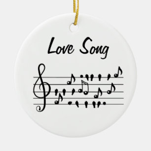 Love song, birds sitting in between musical notes  ceramic ornament