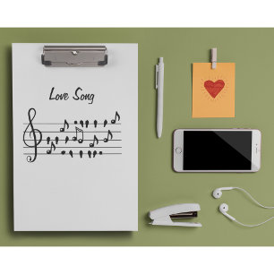 Love song, birds sitting in between musical notes  clipboard