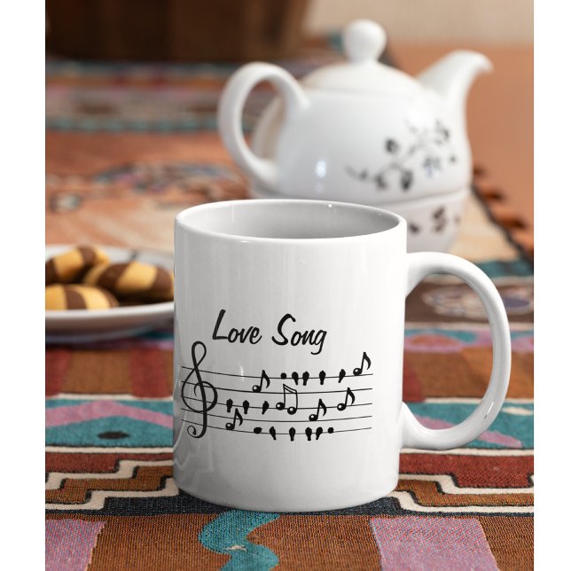 Love song, birds sitting in between musical notes  coffee mug (Creator Uploaded)