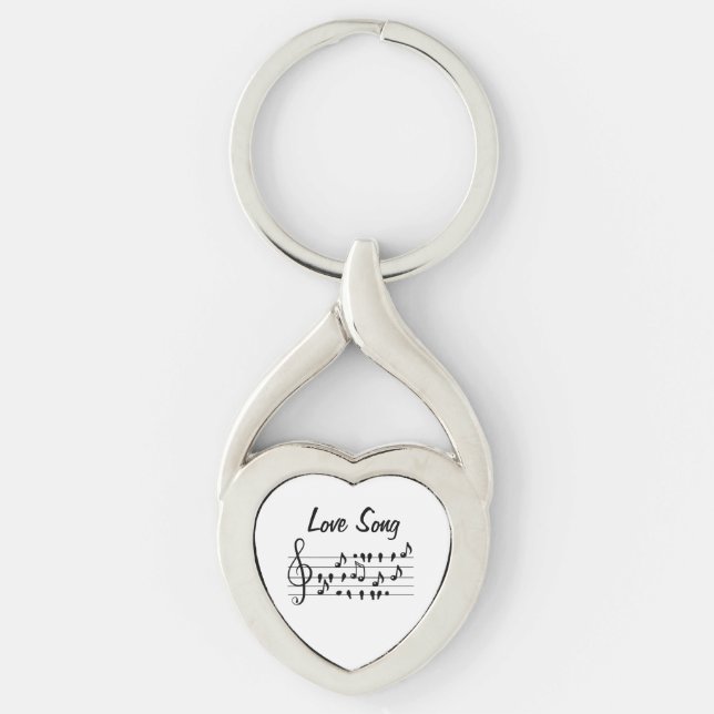 Love song, birds sitting in between musical notes  keychain (Front)