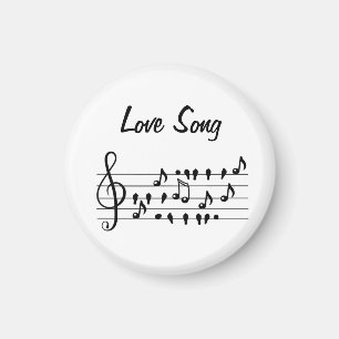 Love song, birds sitting in between musical notes  magnet