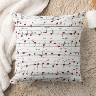 Love Song Heart Music Score Throw Pillow