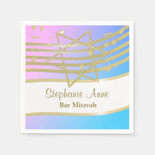 Love Song Music Bat Mitzvah Silver Napkin