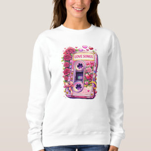 Love Songs Retro Cassette – Romantic Floral 3D Sweatshirt