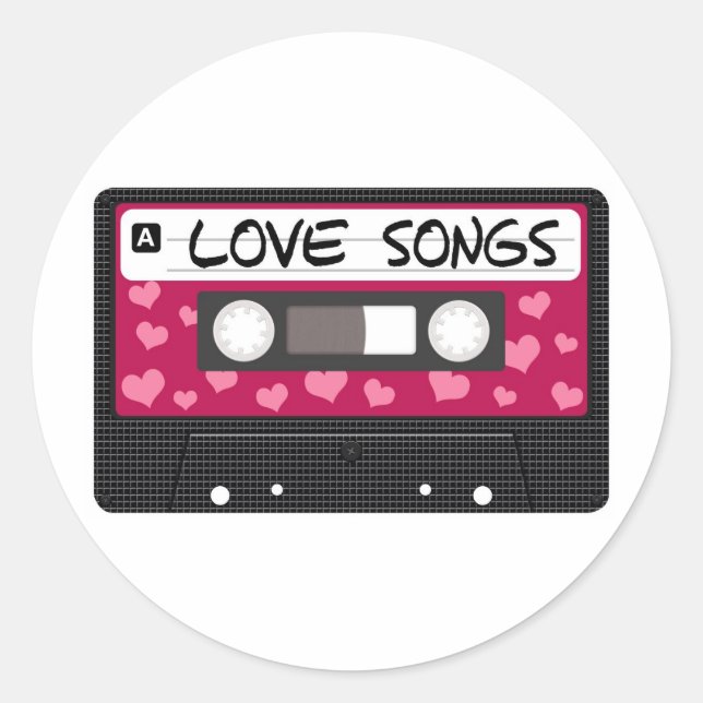 Love Songs Tape Classic Round Sticker (Front)