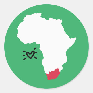 Love south africa map with heart classic round sticker