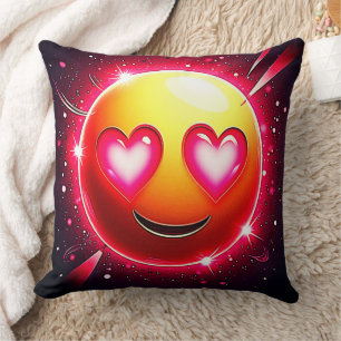 Love Sparkle Emoji Hearts Throw Pillow