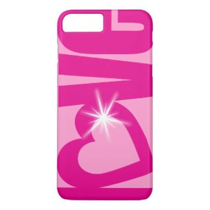 Love sparkle pink typographic heart case