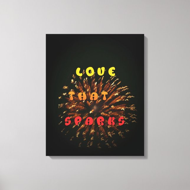 Love Sparks: Ignite the Night with Golden Passion Canvas Print (Front)