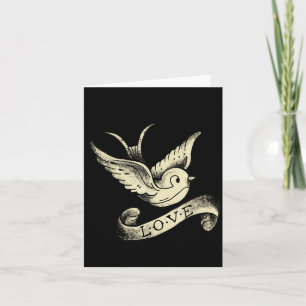 Love Sparrow Vintage Tattoo Design  Card