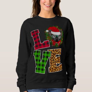 Love Sphynx Cat Santa Hat Leopard Funny Christmas Sweatshirt
