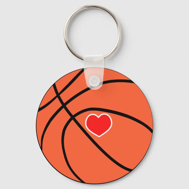 Love sport Basketball. Ball with heart  Keychain (Front)