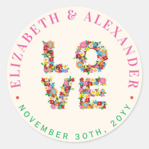 LOVE Spring Flowers Garden Chic Wedding Stickers