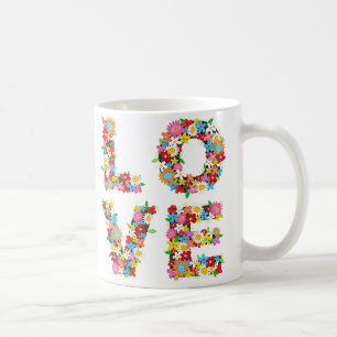 LOVE Spring Flowers Romantic Valentine Wedding Mug