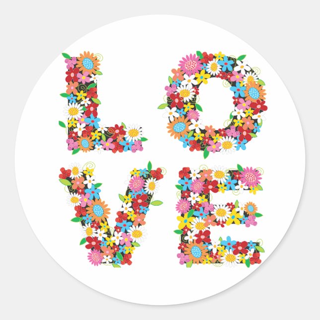 LOVE Spring Flowers Sticker (Front)