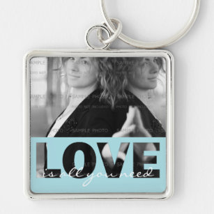 Love Square Metal Photo Keychain (Large)   Cut Out