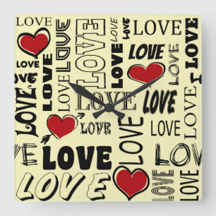 Love Square Wall Clock