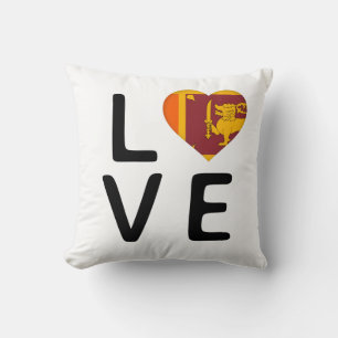 Love - Sri Lanka Flag Throw Pillow