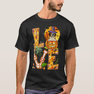 Love St Bernard Witch Pumpkin Scary Halloween Dog T-Shirt