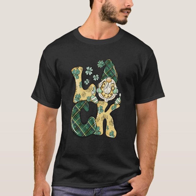 Love St Patrick's Day Gnome Lucky C Shamrock Horse T-Shirt (Front)