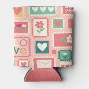 Love Stamps Floral Can Cooler