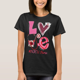 Love Stethoscope Heart NICU Nurse Leopard Valentin T-Shirt