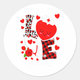 Love Stethoscope Heart Nicu Nurse Valentines Day  Classic Round Sticker