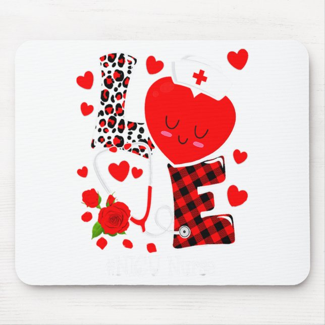 Love Stethoscope Heart Nicu Nurse Valentines Day  Mouse Pad (Front)