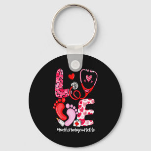 Love Stethoscope Mother Baby Nurse Life Valentine  Keychain