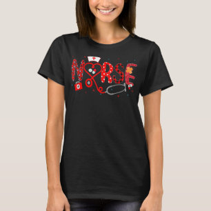 Love Stethoscope Nurse Week 2022 Leopard Plaid Red T-Shirt