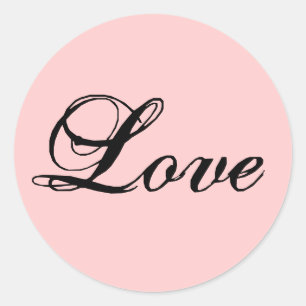 Love Sticker_Black on Baby Pink Classic Round Sticker