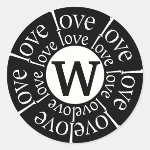 Love Sticker Monogram W Black and WHite