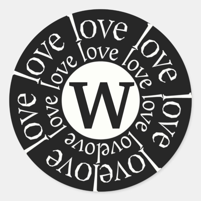 Love Sticker Monogram W Black and WHite (Front)
